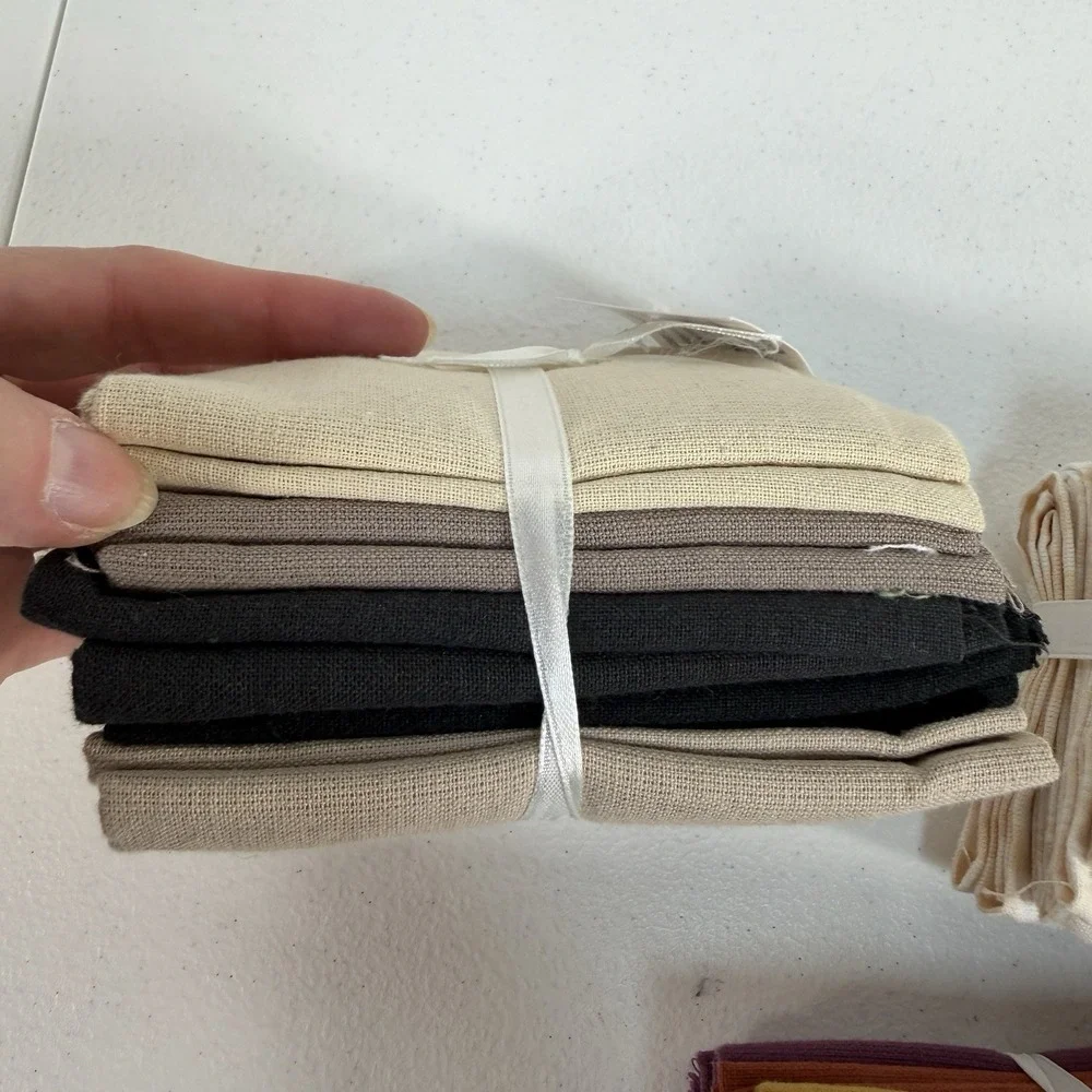 Homespun Fat Quarters Quilt Craft Fabric Lot Neutrals Autumn Cotton 15 Pieces